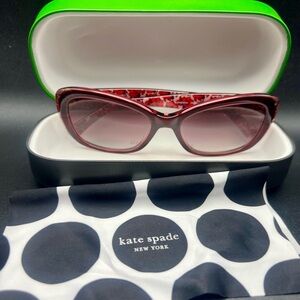 Kate Spade Elowen/G/S Burgundy w/ floral temples & pink gradient lenses. New!
